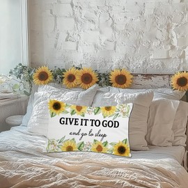 GAGEC Summer Pillow Covers 12x20 Inch Give It to God and Go to Sleep Throw Pillow Covers Soft Seasonal Holiday Lumbar Cushion Case Farmhouse Home Sofa Living Room Decorations