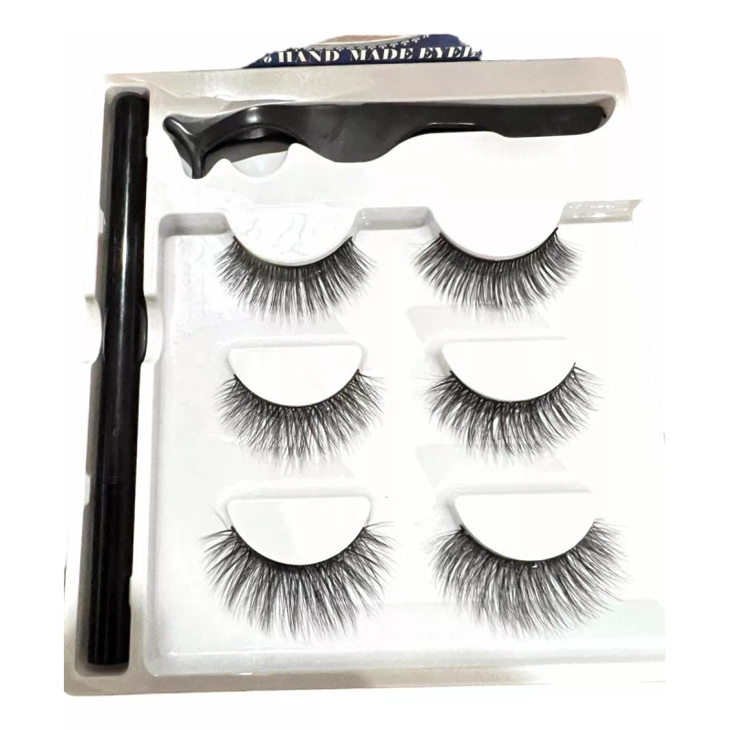 NUUDDEA Kit Pestañas Postizas Magnéticas 3d Con Delineador De Ojos