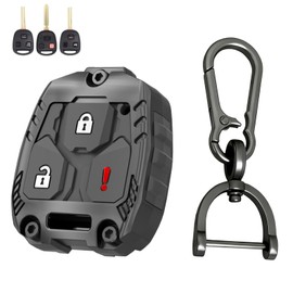AIOEUOIA 3-Button Key Shell Replacement Case for Toyota FJ Cruiser Landcruiser / Lexus ES GS is LS SC GX470 RX300 RX330 RX350 RX400h, Black, with Keychain and Installation Tools