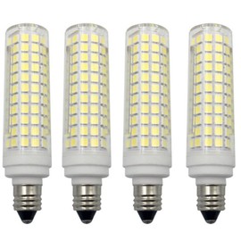 Lxcom Lighting E11 LED Corn Bulb 15W Dimmable Ceramic LED Light Bulbs 120W Equivalent 136 LEDs 2835 SMD 1500LM Natural White 4000K T3/T4 JD E11 Mini Candelabra Base for Home Lighting, 4 Pack