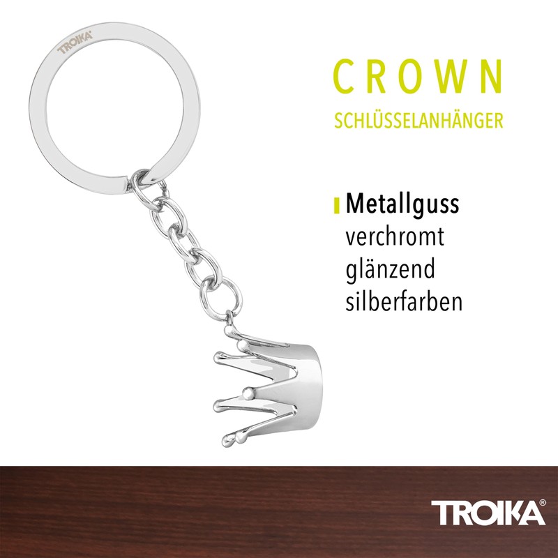 TROIKA Crown Keyring - Crown - Cast Metal - Chrome
