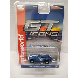 Auto World SC415-2A 1964 Corvette Grand Sport HO Scale Electric Slot Car - #2 Metallic Blue with White