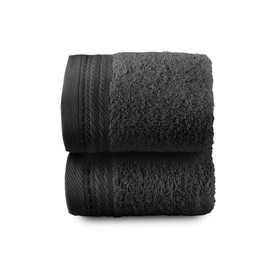 RIZO Top Towel - Set of 2 Bidet Towels - Bath Towels - Small Towels - 100% Combed Cotton - 600 g/m2 - Measure 30 x 50 cm - Black