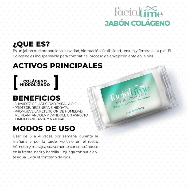 6 Piezas Jabón De Colágeno Hidrolizado Facial Time Rutina