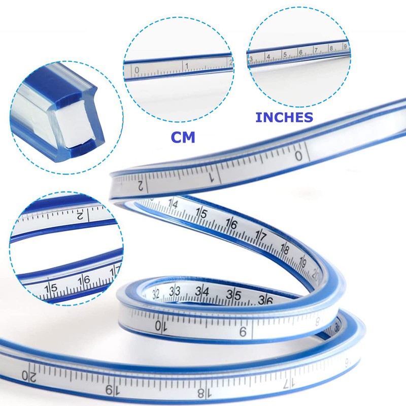 Pack of 2 Flexible Curve Ruler, Curve Ruler, Sewing, Ruler,