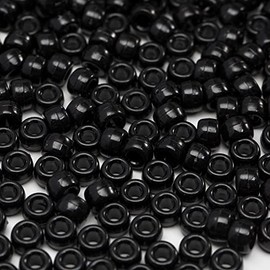 1000 Pcs Acrylic Black Pony Beads 6x9mm Bulk for Arts Craft Bracelet Necklace Jewelry Making Earring Hair Braiding (Black)