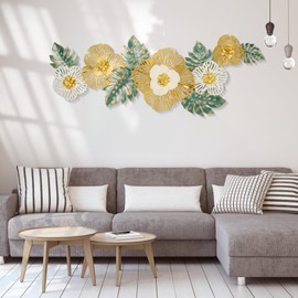 Babyieia 3D Ginkgo Leaf Metal Wall Art Decor for Living Room, Large Modern Metal Wall Sculptures, Metal Wall Decor Home Decor for Living Room Dining Room Bedroom