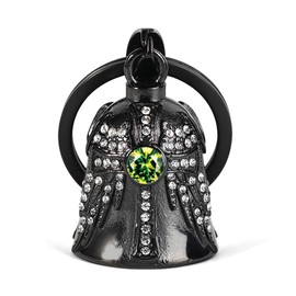 Birthstone Angel Wings Guardian Bell for Motorbikes: Cross Gremlin Bell Motorcycle, Keychain Key Rings Motorbike Accessories Lucky Viking Gifts for Men and Women