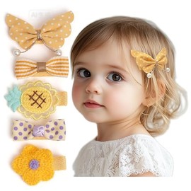 BIANHUAN Hair Clip, Baby Hair Pin, 5-Piece Set, Hair Accessories, Kids, Hair Accessories, Girls, Baby Clip, Cute, Stylish, Baby Shower, Present, Yellow
