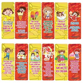 Creanoso Funny I Want Ice Cream Motivational Quotes Bookmarks (60-Pack) – Great Bulk Set Incentive Page Binders for Book Readers – Stocking Stuffers Gifts Rewards Token Ideas for Men, Women, Teens
