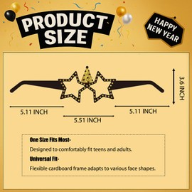 Tangrove 2026 New Year Party Glasses – 12PCS Happy New Year Eyewear Props in Gold Silver Black, Fun Novelty Glasses for 2026 New Year’s Eve Countdown Party Decorations & Photo Booth Favors