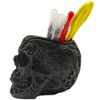 CUZOKOLA Goth Accessories Black Skull Decor for Pen Holder with