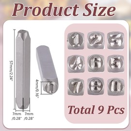HOBBIESAY 1 Set Number Stamps 0-8 Metal Number Stamps Set Steel Number Punch DIY Stamping Tool for Leather DIY Crafts Projects