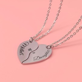 Haoflower Mother Daughter Pendant Heart Halves Matching Necklaces Set of 2 Best Mom and Daughter Heart Puzzle Jewelry