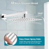 Senlesen Chrome Shower Faucet Set 12" Rainfall Head Combo Kit