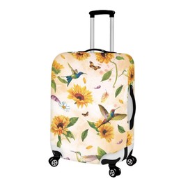 Pzuqiu Hummingbird Sunflower Luggage Cover Elastic Washable Suitcase Protector Travel Suitcase Cover for Kid and Adult, S (Fit 18-21 Inch Suitcase)