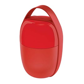 Alessi Food à Porter Lunch Box SA03 R - Contenitore per Pranzo a Due Scomparti con Elemento Refrigerante, Resina Termoplastica, Rosso