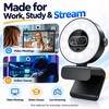 4K Webcam with Ring Light for Video Calls – 1080p