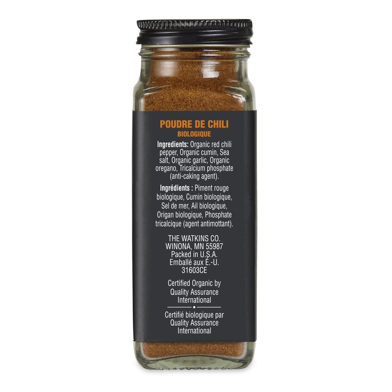 Watkins Gourmet Organic Spice Jar, Chili Powder, Non-GMO, Kosher, 85