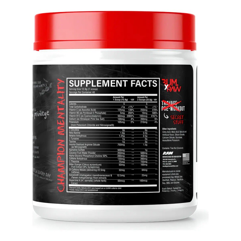 Suplemento Polvo Raw Nutrition Pre Entrenamiento Cbum