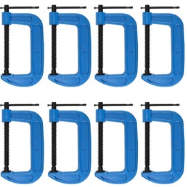 MUKCHAP 8PCS 4 Inch C Clamps, Blue Metal C Clamps, Malleable Iron Small C Clamp, 4 Inches Jaw Opening for Woodworking