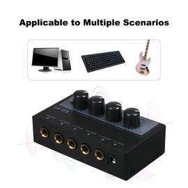 Ultra Low Noise 4 Channel Mixer 4 Input 1 Output DC 5V Portable Mini Audio Mixer Microphone Guitar Bass Keyboard Mixers for Club Bar Stage Studio