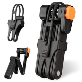 mizikuu Folding Bicycle Lock Combination Lock Made of Hardened Steel with 4 Digit Code Robust Foldable Bicycle Lock Suitable as Electric Bicycle Lock Mountain Bike Lock