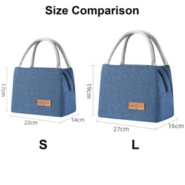 Lunch Bags Cooler Tote for Women Men Kids, MH MOIHSING Portable Insulated Thermal Lunch Tote Bag, Leakproof Lunch Box Canvas Cold Food Container for Office Work School Picnic, Travel Lunchbox - Blue