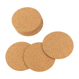10 Pack Sheets Cork Coasters 4" Self-Adhesive Cork Mats Cork Backing Sheets for DIY Coasters Craft Accessories (Round)