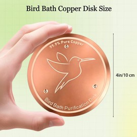 APUTI Bird Bath Copper Disk, 0.6mm Reinforced 99.99% Pure Copper Cleaning Disk with Triple-Point Support for Physical Safe Clean Water Fit for Outdoors Bird Bath Bowl