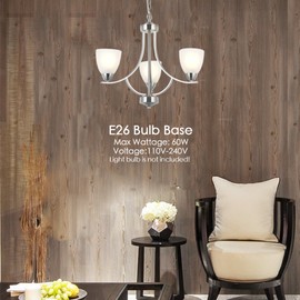 VINLUZ 3 Light Contemporary Chandeliers Brushed Nickel Modern Light Fixtures Ceiling Hanging Classic Pendant Lighting for Foyer Bedroom Dining Room Bathroom