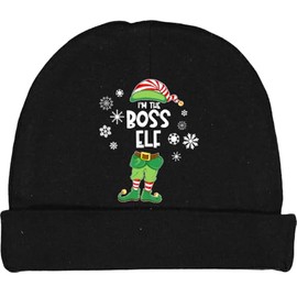 inktastic Funny Christmas I'm The Boss Elf with Shoes and Hat Baby Beanie Hat Small Black 3da72