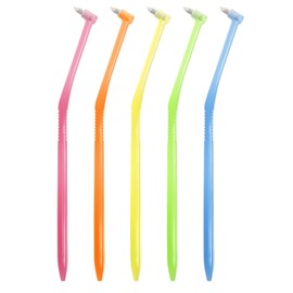Lapis LA-001 Dental Compact Tuft Brush - Jelly, Regular, Assorted Colors (Set of 6), Awarded the Good Design Award, 1 Cap, Made in Japan