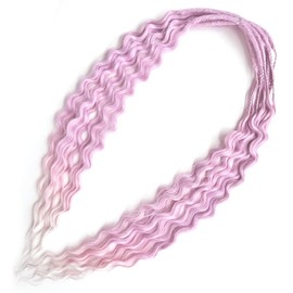 Curly Dreads with Box Braid Boho Style Dreads Synthetic Double Ended Dreadlock Extensions 26inches 10 Strands Thin Soft DE Dreadlock Extensions (Ombre Dreamy Pink)