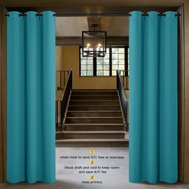 NICETOWN Sound Barrier Door Curtain, Laundry Divider for Office, Vintage and Sliding Room, Dividers Ideas for Loft, Dorm, Hotel, Living Room (Peacock Blue, 1 Pack, 8ft Tall x 5ft Wide)