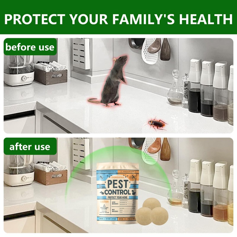 FfordHome Pest Repellent ，Rodent Repellent Moth Balls for Outdoor use，