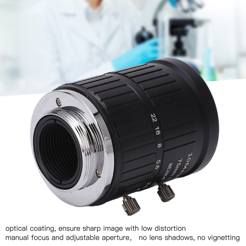 C Mount Lens 75mm Focal Length 10MP Pixels Fixed Zoom