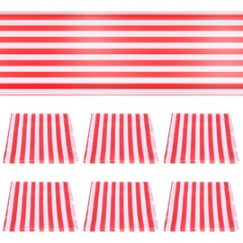Mecerypt 6 Pieces Striped Table Runner Wedding Polyester Table Decor Red White Striped Design Tablecloth Decor 12 x 108 Inch