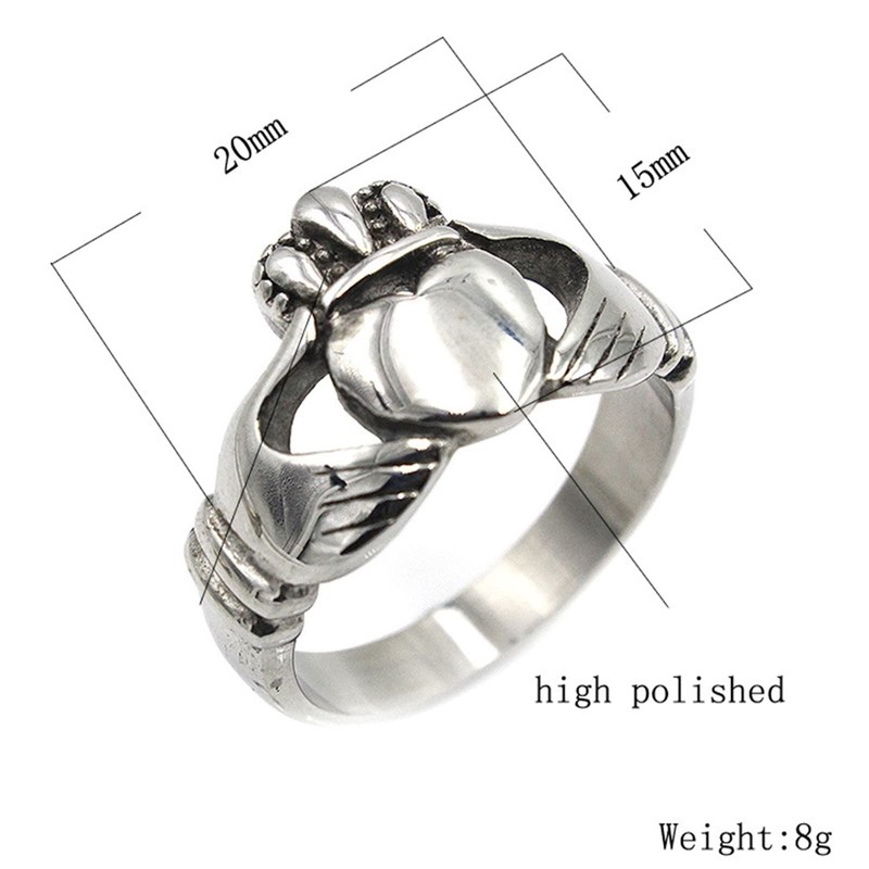Skcess Men's Ring Stainless Steel Ring Jewellery Crown and Heart