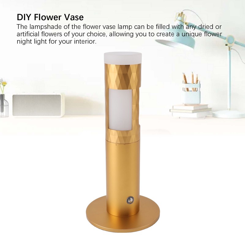 Vase Table Lamp Battery Powered USB Rechargeable Cordless Dimmable Flower