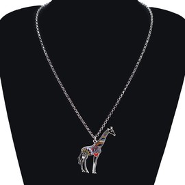 NEWEI Enamel Giraffe Necklace Pendant for Women Girls Cute Giraffe Jewelry Gifts (Black)
