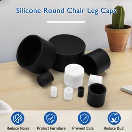 BOPOREAE 4 Pcs 2" (50.5 mm) Round Chair Leg Tips Caps, Silicone Rubber Furniture Leg Floor Protectors, Reduce Noise Folding Metal Chair Leg Cap Replacement for Bar Stool Leg Patio Indoor, Black