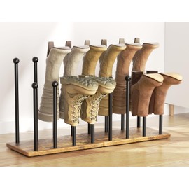 pickpiff Boot Rack 2 Pack Shoe Organizer Tall 16.4'' Free Standing Shoes Holder Metal With Wood Base