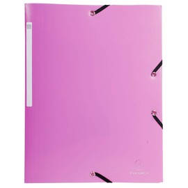Exacompta - Ref 55820E - Opaque PP Elasticated 3-Flap Folders - Suitable for A4 Documents, 0.5mm Polypropylene, Spine Label, Suitable for Confidentiality - Pink