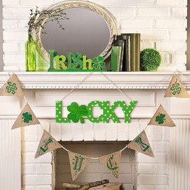 Large Size 7inch Wooden Lucky Ornaments to Paint, Wooden Shamrock St. Patrick's Day Cutouts DIY Blank Unfinished Round Spring Irish Wood Discs Ornament for Crafts Hanging Decorations 10PCS