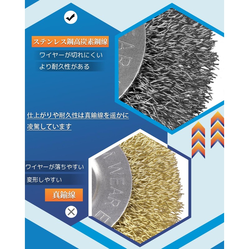 IROKCAKPT Hexagon Shaft Wire Brush Cup Brush Stainless Steel 3-Piece