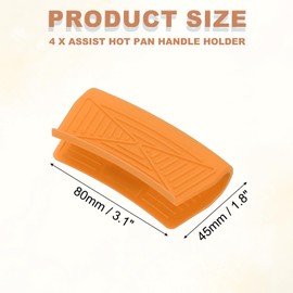 uxcell 4 Pcs Silicone Assist Hot Pan Handle Holder Hot Skillet Handle Covers Pot Holder Sleeve Non-Slip Heat Resistant for Kitchen Pot Frying Pans Cookware (Orange, Square Edge Arc)