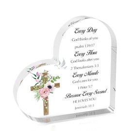 Christian Easter Gifts for Women Inspirational Baptism Gift with Bible Verse and Prayer Scripture Catholic Religious Gift Christmas Birthday Communion Gifts Acrylic Block Plaque Keepsake Decor