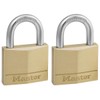 Master Lock 140EURT Pack of 2 Key Padlocks with Brass