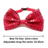 Dark Pink Mens Sequin Polyester Fancy Dress Bow Tie 15